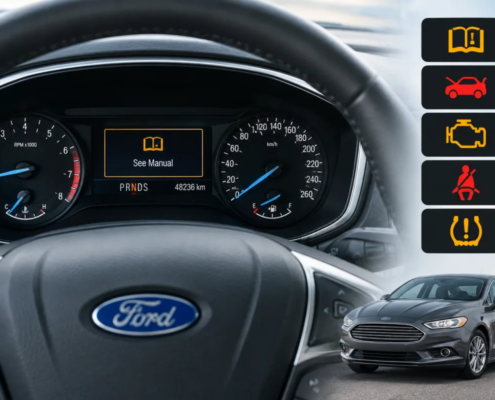 Значки и сообщения Ford Fusion на панели: See Manual, Hood Ajar и другие