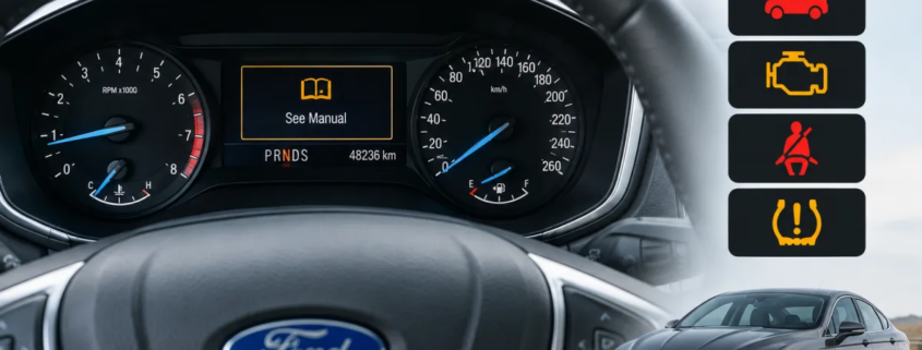 Значки и сообщения Ford Fusion на панели: See Manual, Hood Ajar и другие